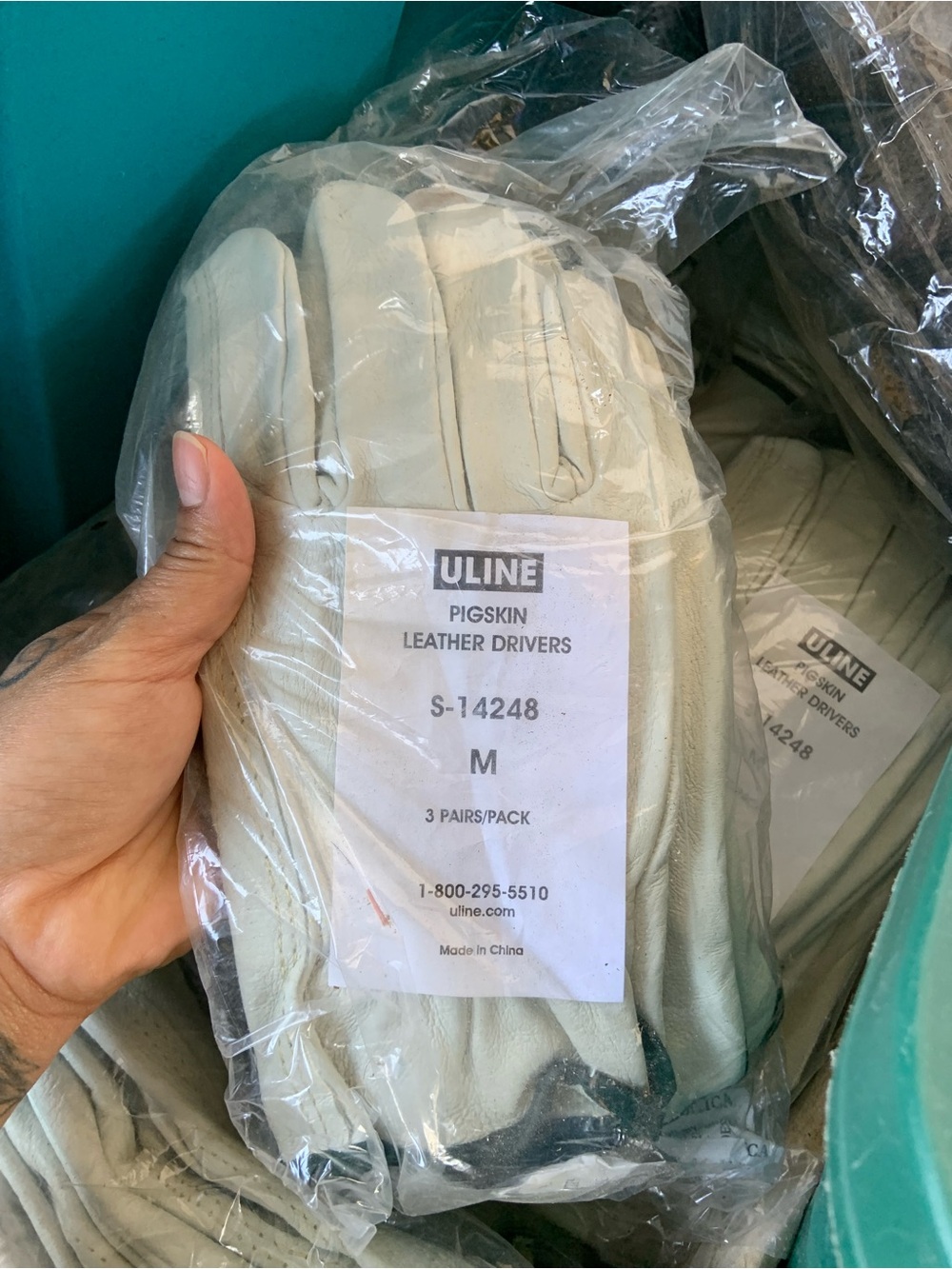 Pigskin Leather Driver Gloves - White (Medium) - 3 Pairs
